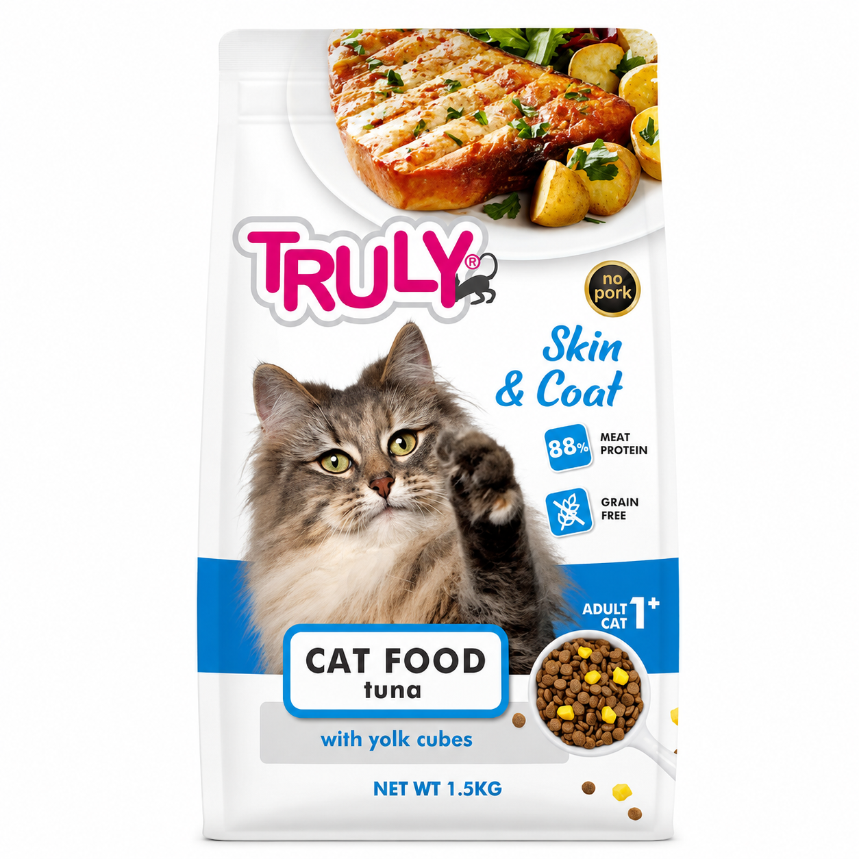 Truly Skin & Coat Adult Dry Cat Food (Tuna) - 1.5kg