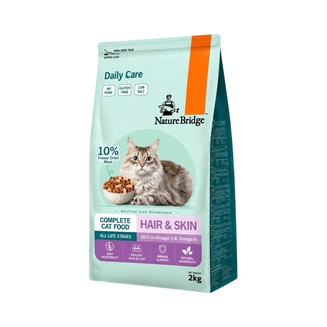 Nature Bridge Daily Care Hair & Skin with Freeze Dried Meat Complete Food for Cat All Life Stages - 2kg