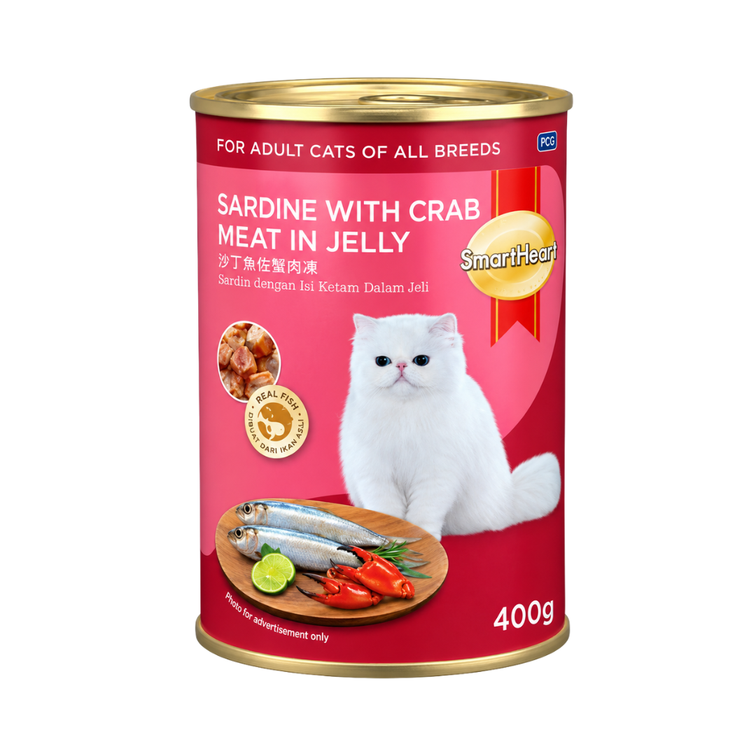 Smartheart Adult Cat Can Food (Sardine with Crab Meat in Jelly) - 400gm