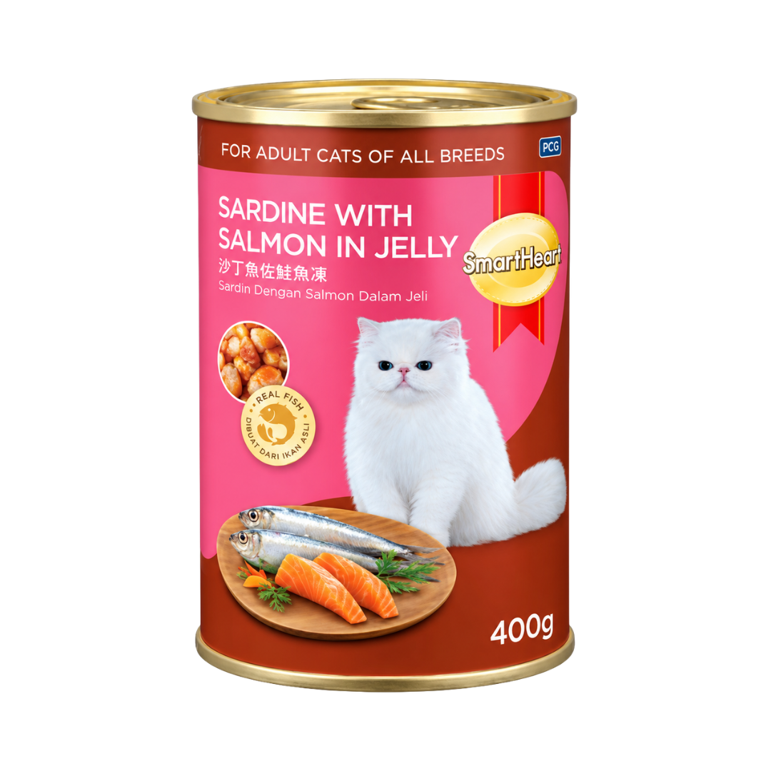 Smartheart Adult Cat Can Food (Sardine with Salmon in Jelly) - 400gm