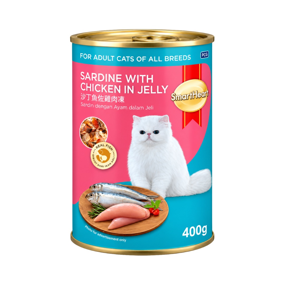 Smartheart Adult Cat Can Food (Sardine with Chicken in Jelly) - 400gm