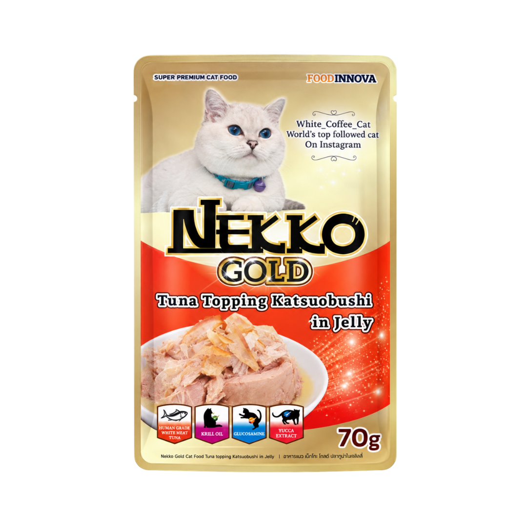 Nekko Gold Adult Pouch (Tuna Topping Katsuobushi in Jelly) - 70gm