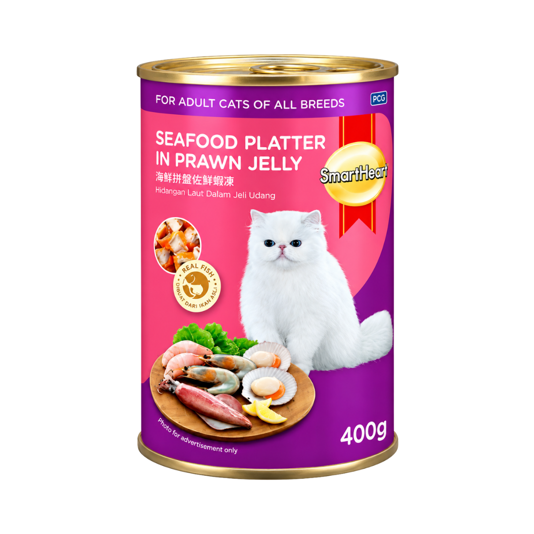 Smartheart Adult Cat Can Food (Seafood Platter in Prawn Jelly) - 400gm
