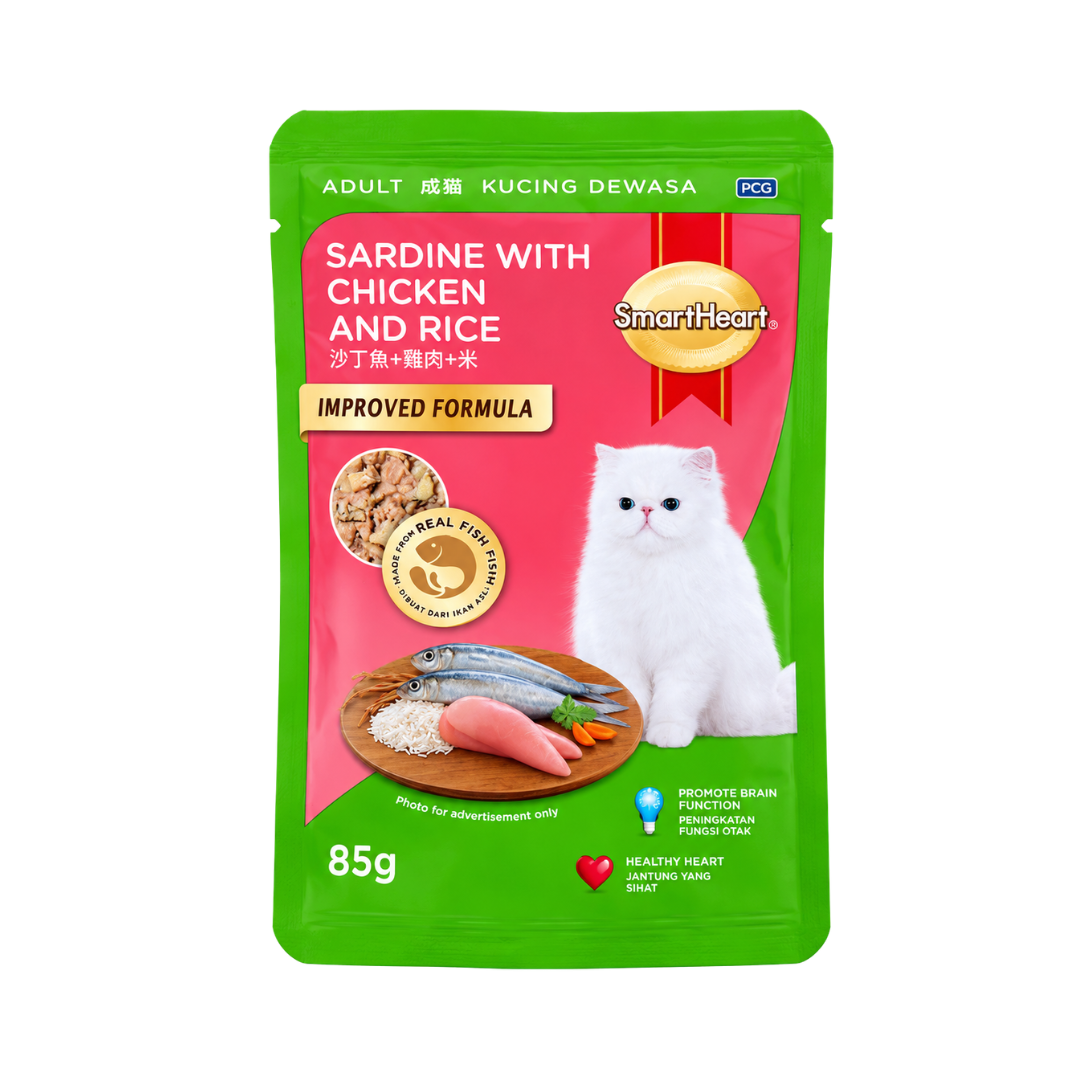 SmartHeart Adult Cat Pouch (Sardine with Chicken and Rice) - 85gm