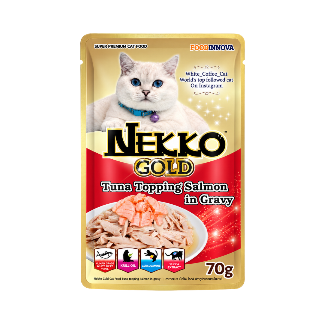 Nekko Gold Adult Pouch (Tuna Topping Salmon in Gravy) - 70gm