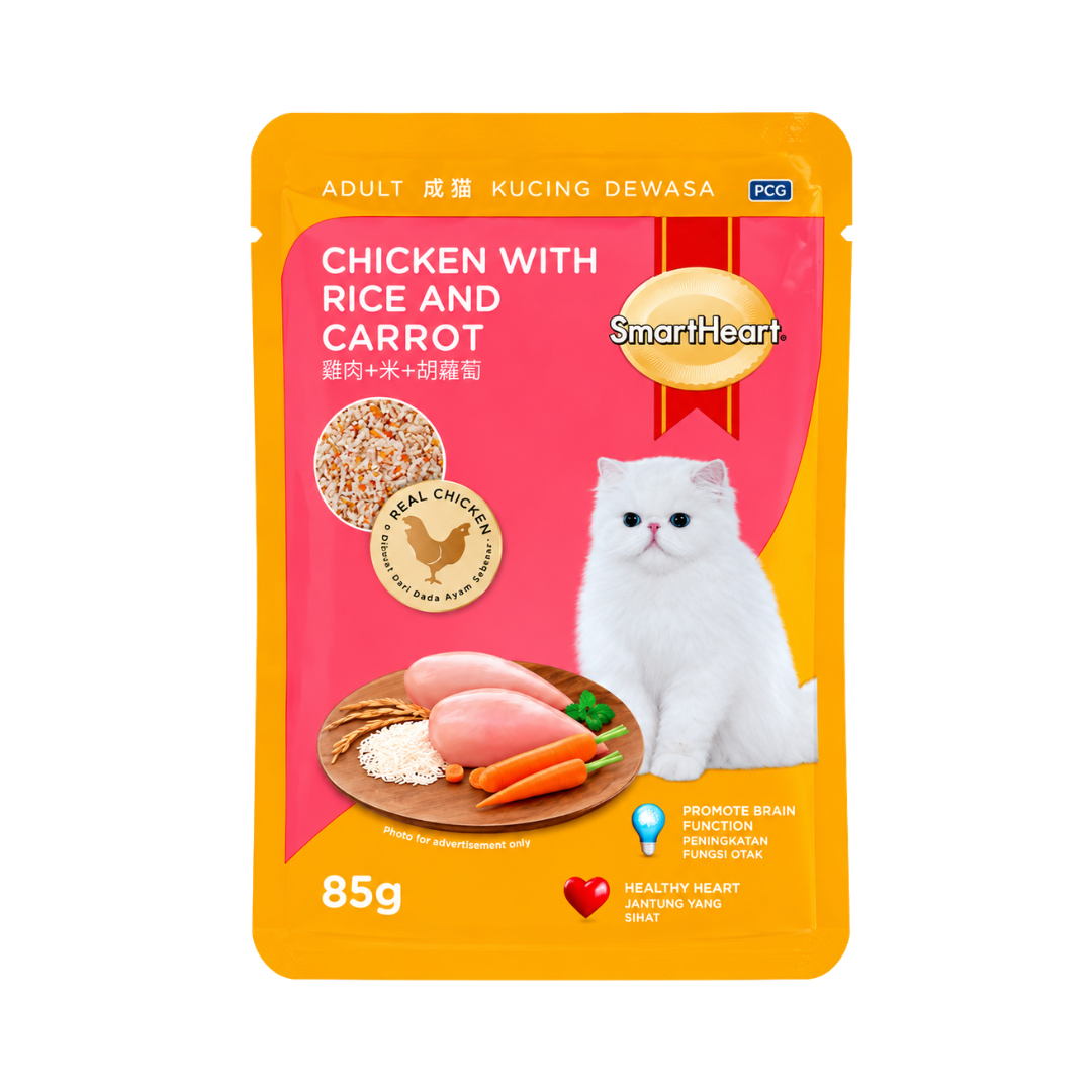 SmartHeart Adult Cat Pouch (Chicken with Rice and Carrot) - 85gm