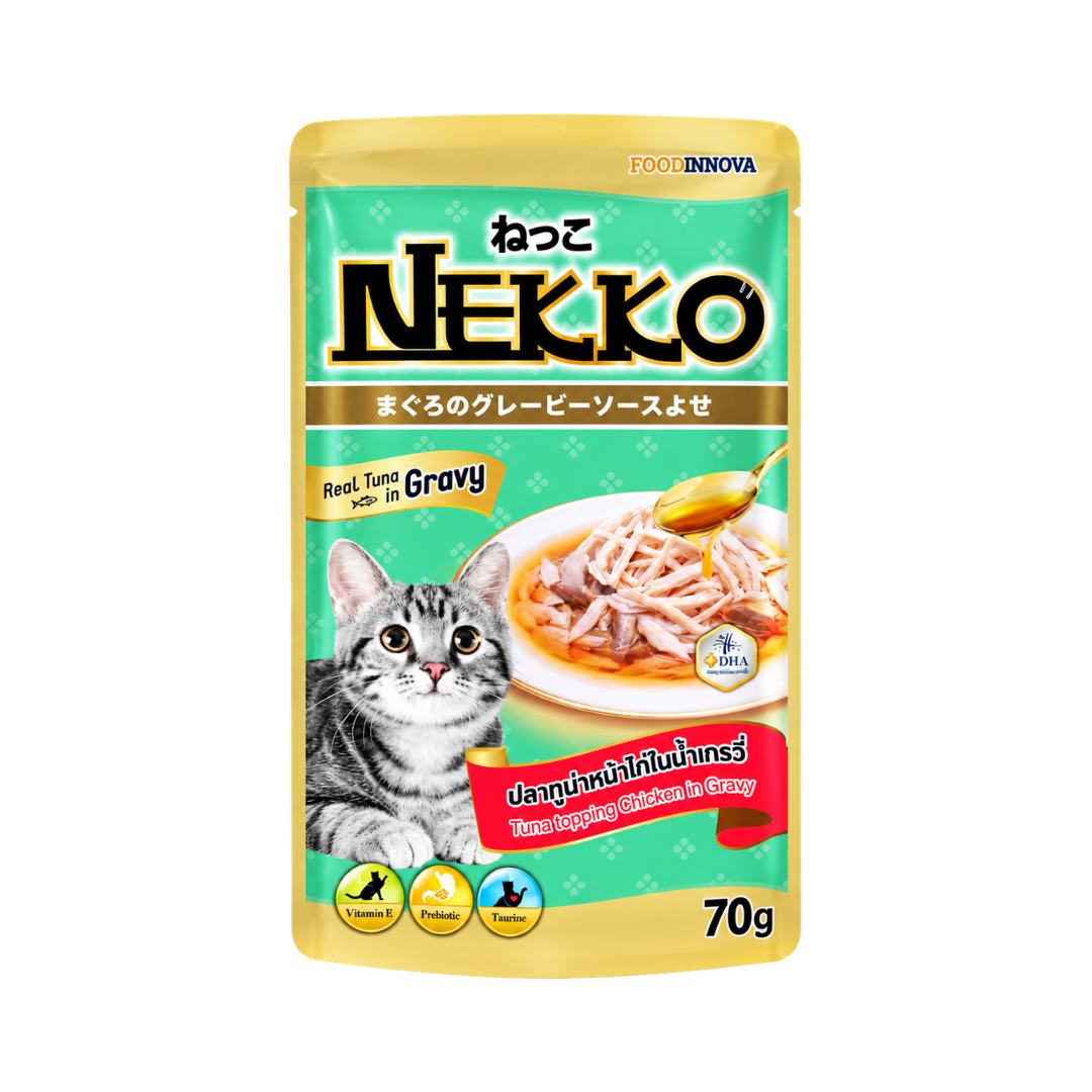 Nekko Adult Cat Pouch (Tuna Topping Chicken in Gravy) - 70gm