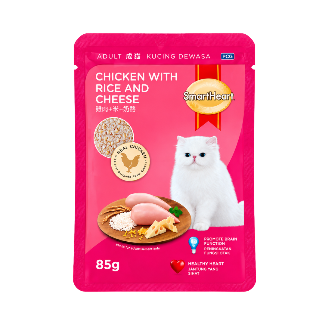 SmartHeart Adult Cat Pouch (Chicken with Rice and Cheese) - 85gm