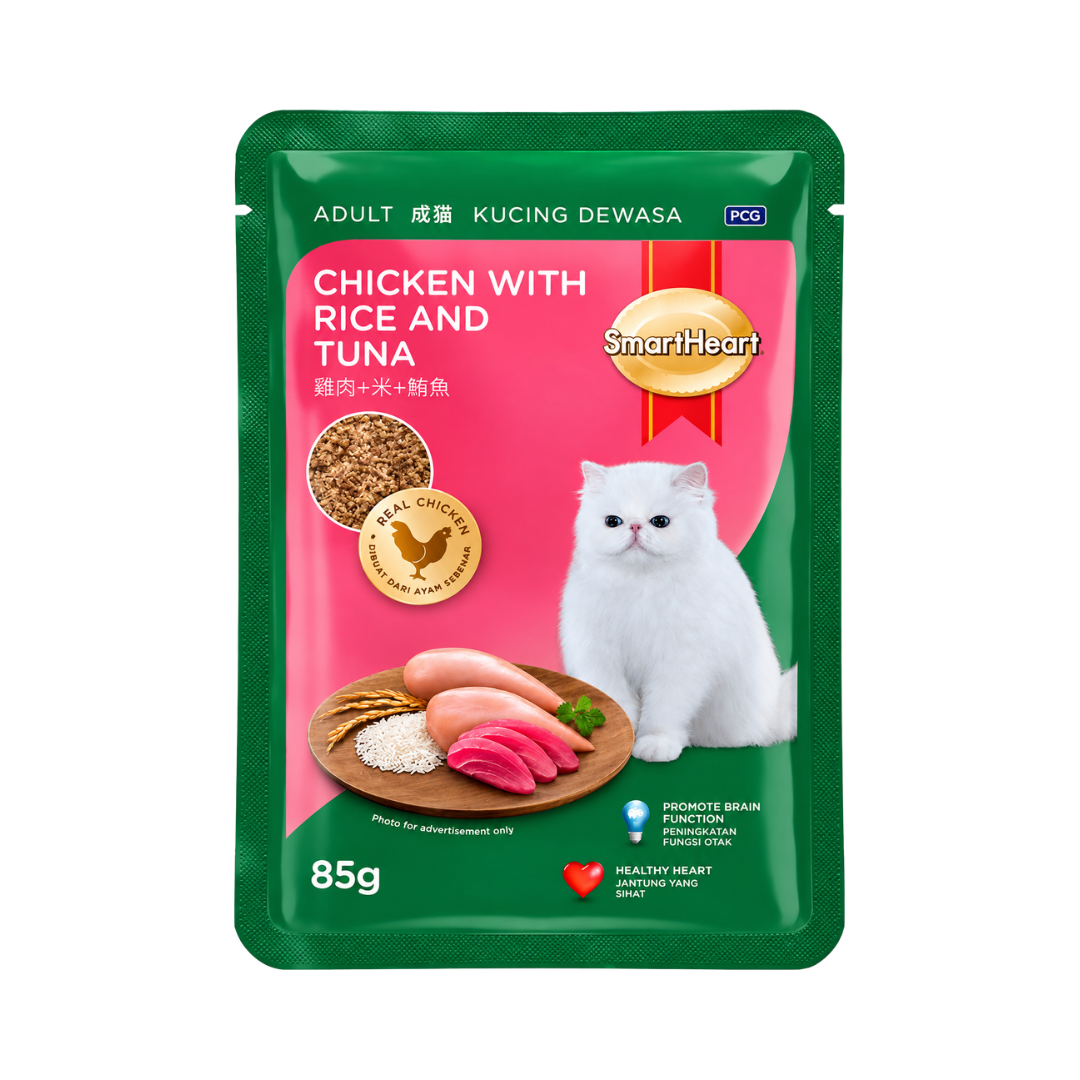 SmartHeart Adult Cat Pouch (Chicken with Rice and Tuna) - 85gm