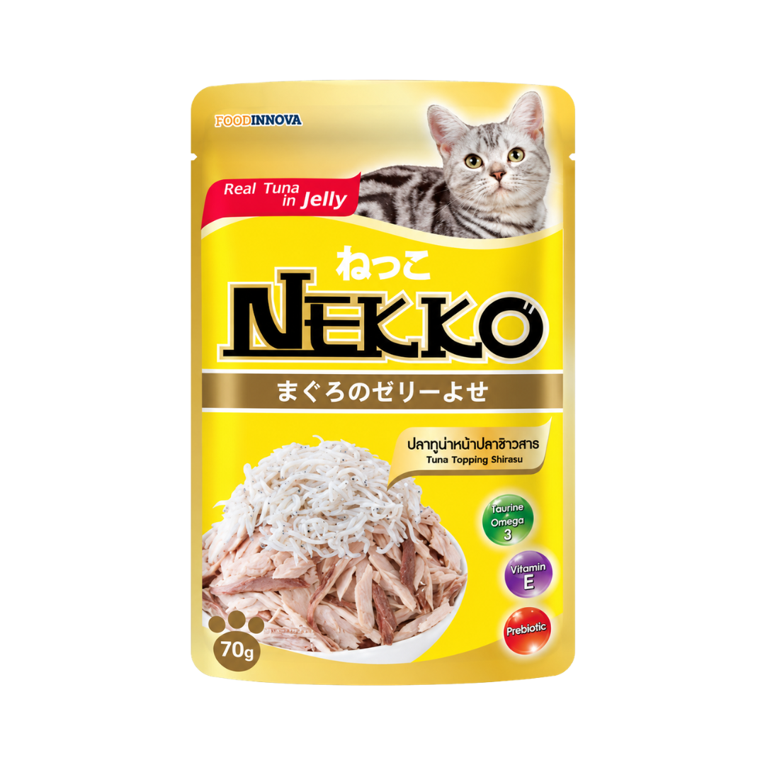 Nekko Adult Cat Pouch (Tuna Topping Shirasu in Jelly) - 70gm