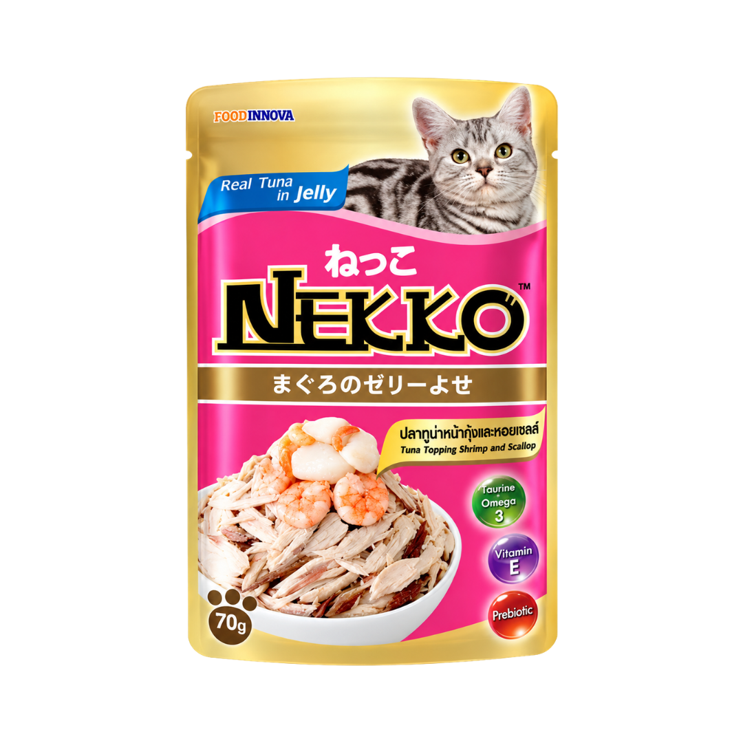 Nekko Adult Cat Pouch (Tuna Topping Shrimp and Scallop in Jelly) - 70gm