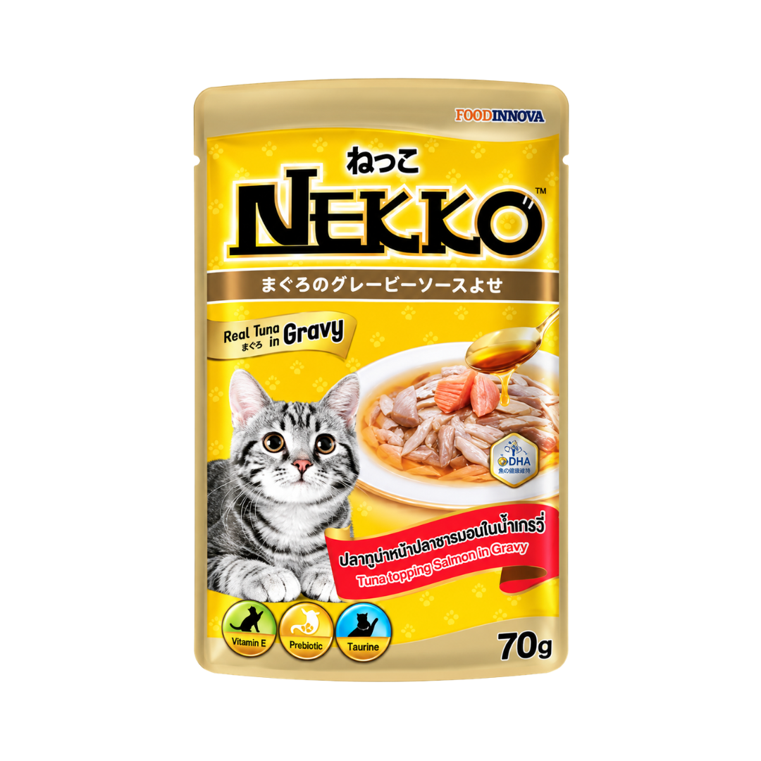 Nekko Adult Cat Pouch (Tuna Topping Salmon in Gravy) - 70gm