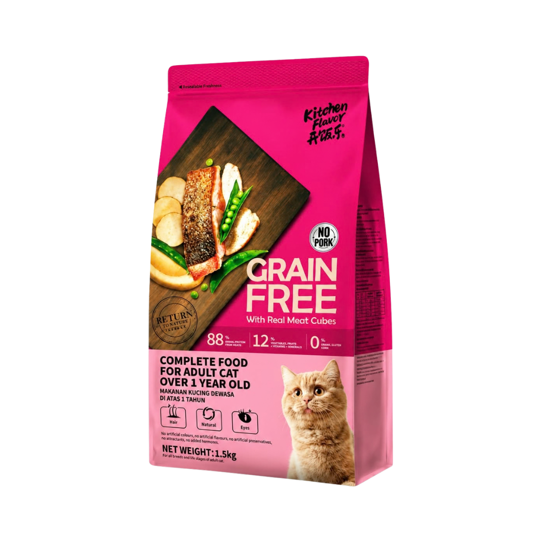 Kitchen Flavor Grain Free Cat Food With Real Meat Cubes Adult Food - 8kg
