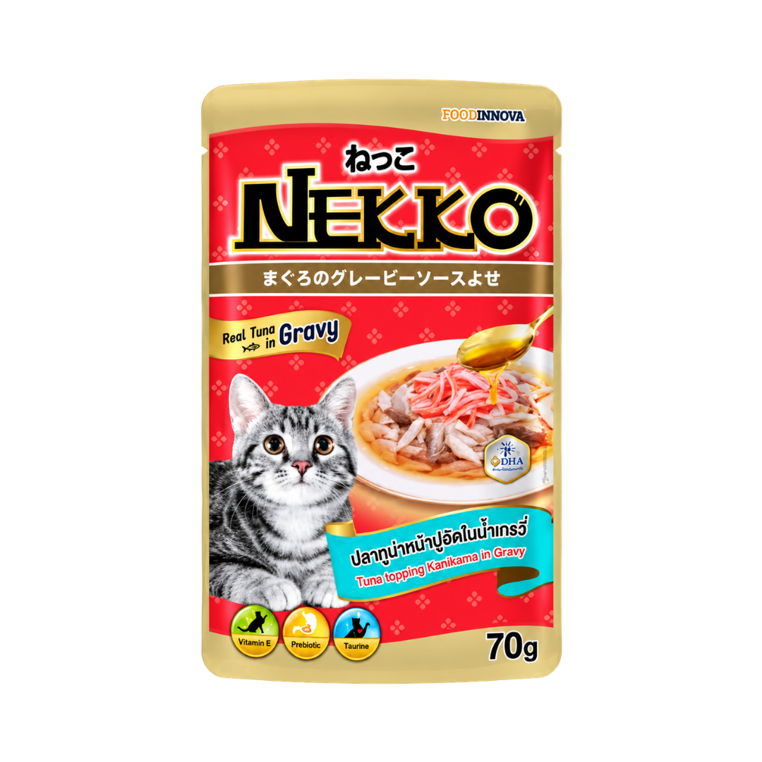 Nekko Adult Cat Pouch (Tuna Topping Kanikama in Gravy) - 70gm