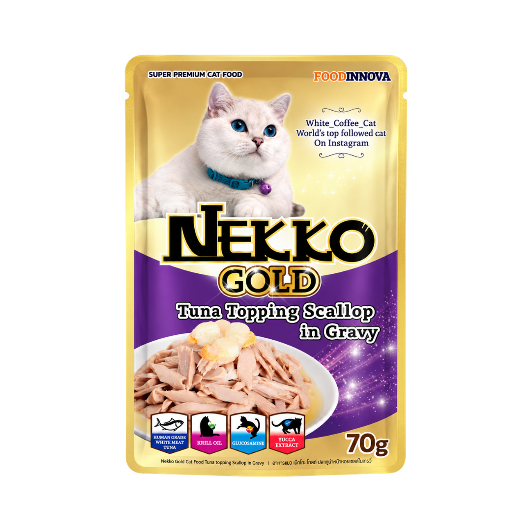 Nekko Gold Adult Pouch (Tuna Topping Scallop in Gravy) - 70gm