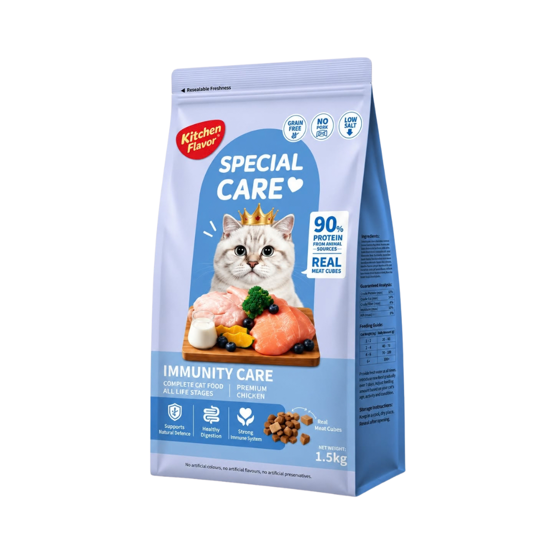 Kitchen Flavor Grain Free Special Care Immunity Care Complete Cat Food All Life Stages Pigeon & Chicken - 1.5kg