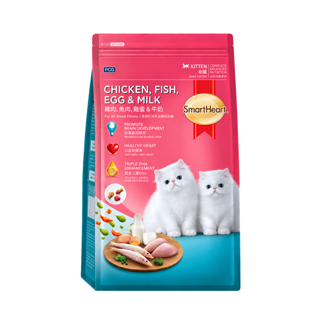 Smartheart Kitten Dry Cat Food (Chicken, Fish, Egg and Milk) - 1.1kg