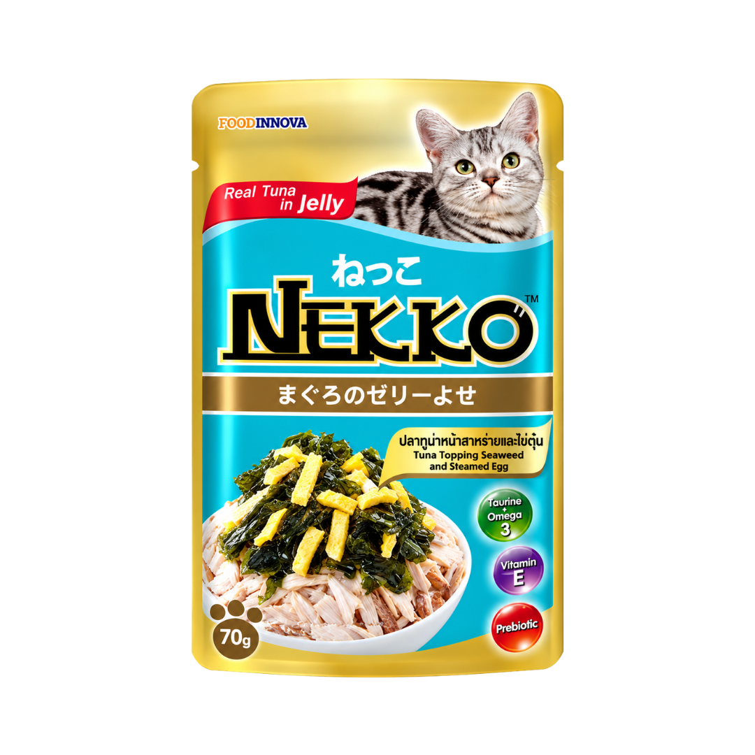 Nekko Adult Cat Pouch (Tuna Topping Seaweed and Steamed Egg in Jelly) - 70gm