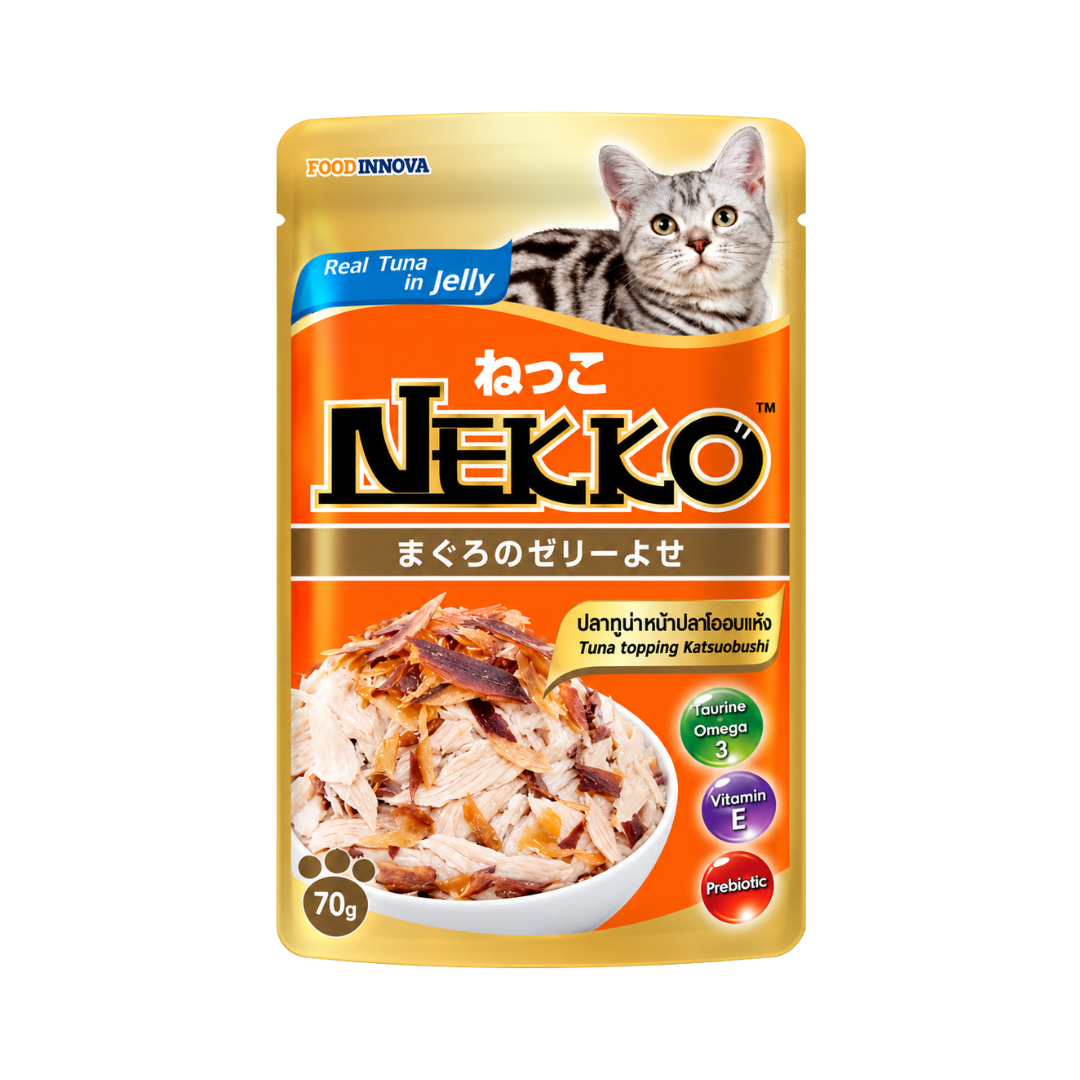 Nekko Adult Cat Pouch (Tuna Topping Katsuobushi in Jelly) - 70gm